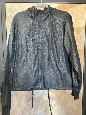 Zyia Active Leopard Bomber Jacket Lightweight Black Women’s Size Large